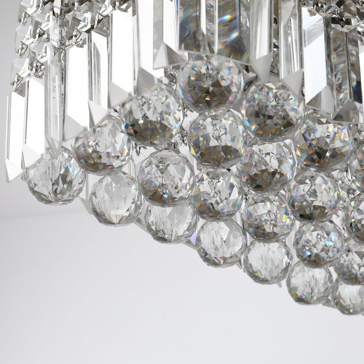 MCL Modern Crystal Ceiling Light Square Crystal Chandelier for Living Room, Dining Room, Hall, E14 Base, Silver, 80 x 25 x 23cm