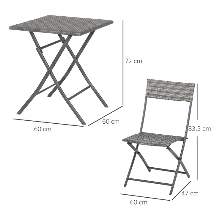 2-Seater Chair Bistro Set Garden Patio Table & Chair Black Rattan Furniture Grey