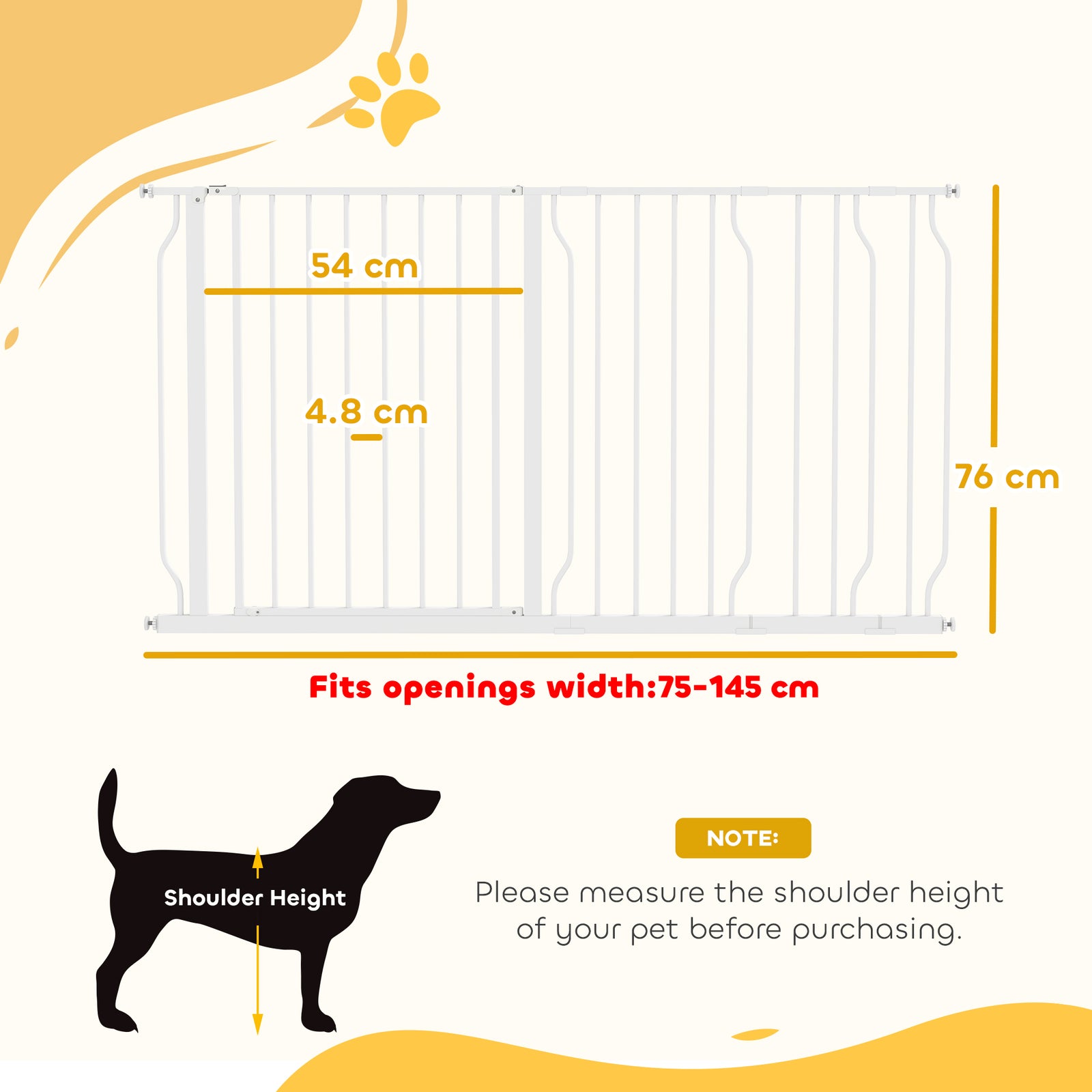 Extra Wide Dog Safety Gate, with Door Pressure, for Doorways, Hallways