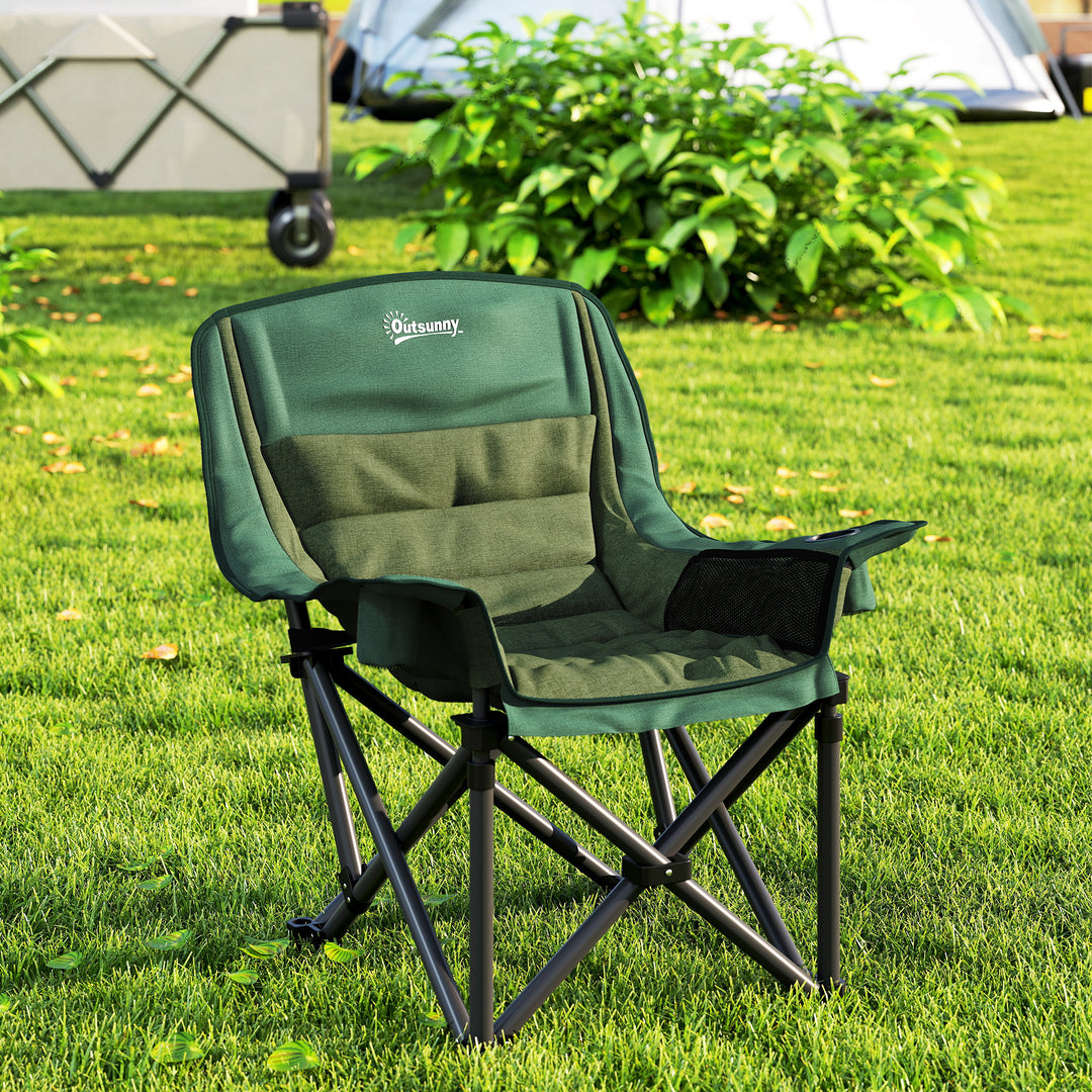 Portable Padded Camping Chair, with Bag - Olive Green