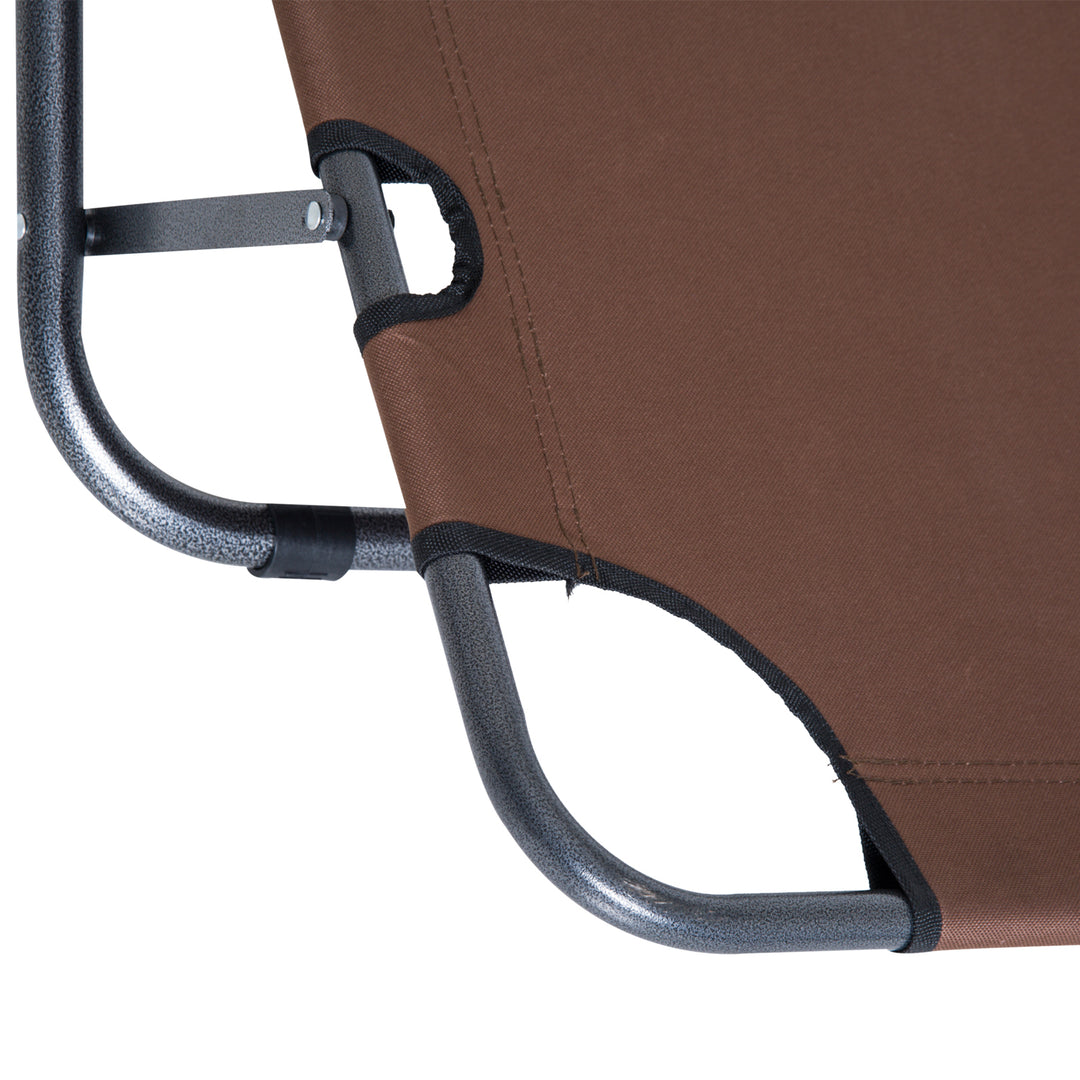 2 in 1 Folding Sun Lounger Reclining Garden Chair Set of 2 with 2-Level Adjustable Backrest, Outdoor Zero Gravity Recliner Garden Chairs with Head Pillow and Armrests, Brown