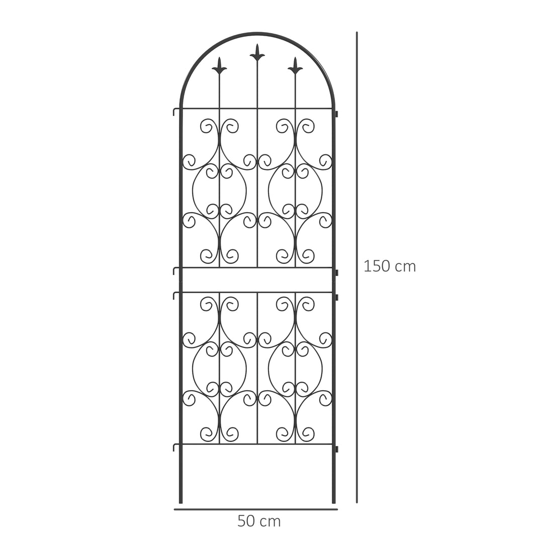 Set of 2 Metal Garden Trellis, Decorative Trellis Panels for Climbing Outdoor Plants, Vegetables, Vines, Flowers, 150 x 50 cm, Scrollwork Design