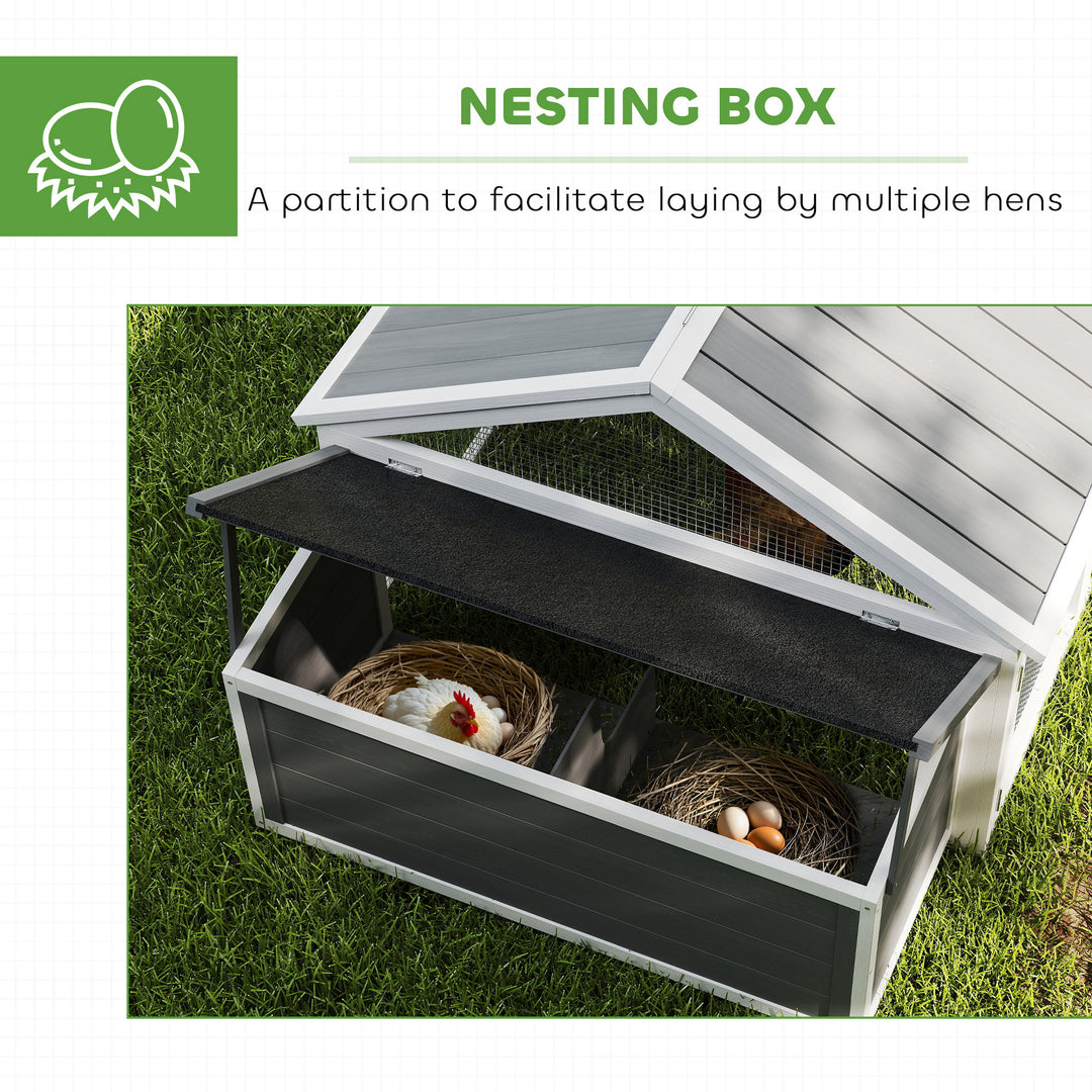 Wooden Chicken Coop with Nesting Box, Openable Roof, for 4-8 Chickens, White