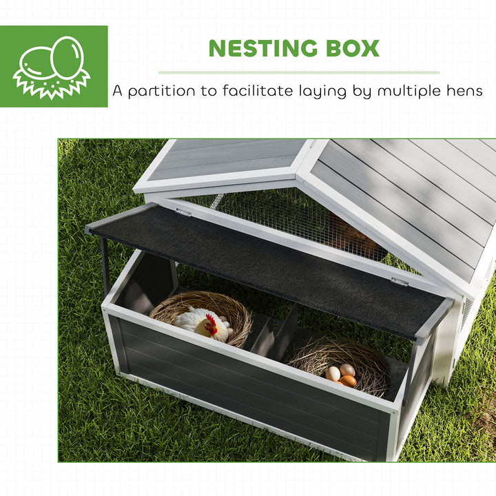 Wooden Chicken Coop with Nesting Box, Openable Roof, for 4-8 Chickens, White