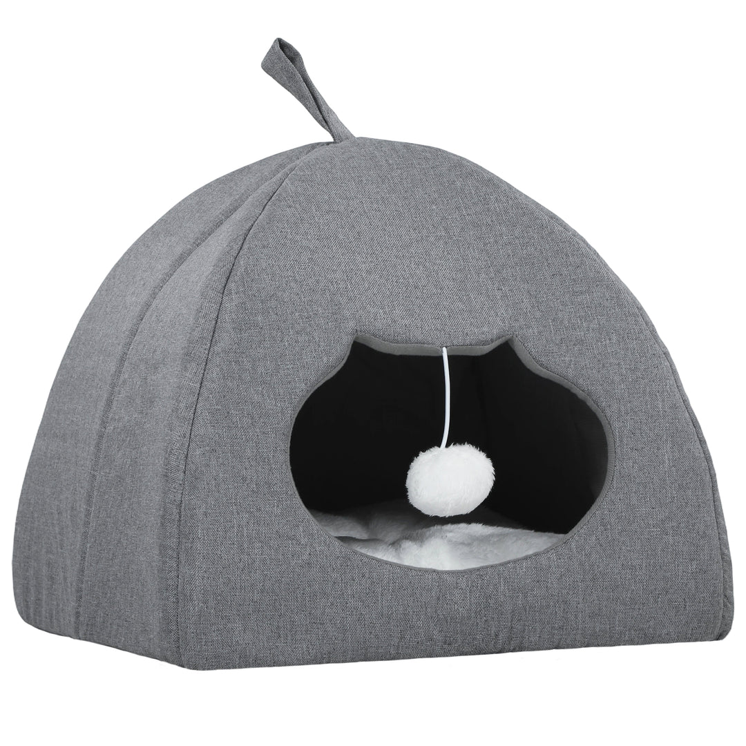 Cat Cave Bed for Indoor Kittens, Cat House with Removable Cushion and 