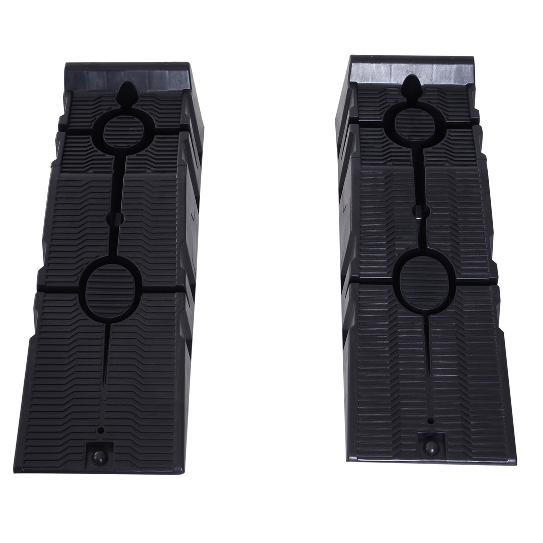 2 Pieces Car Ramps Heavy Duty 2.5 Ton Motorhome Levelling Ramps, Plastic Garage Workshop Car Lift, Portable Automotive Vehicle Campervan Car Ramp, Black
