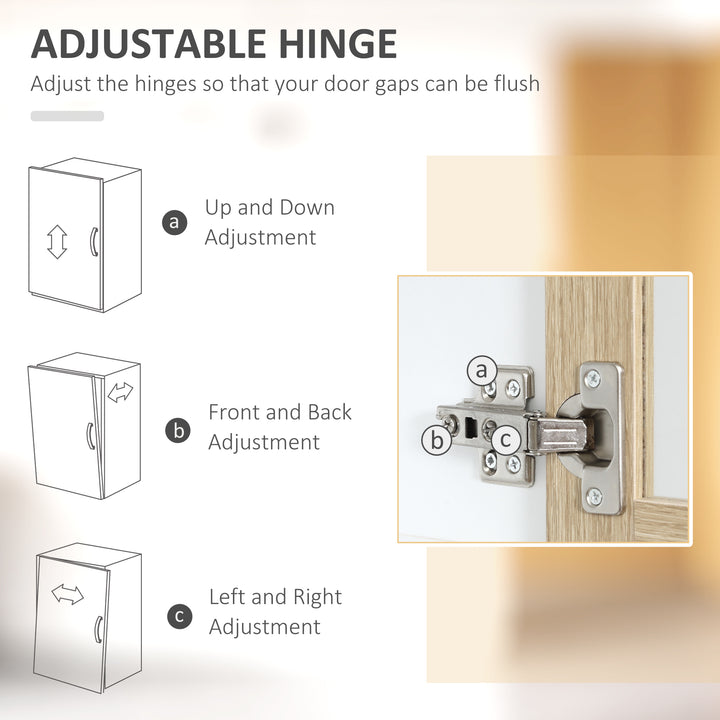 MCL Modern Kitchen Cupboard, Freestanding Storage Cabinet Hutch with Central Drawer, 2 Glass Door Cabinets and Countertop, 180cm