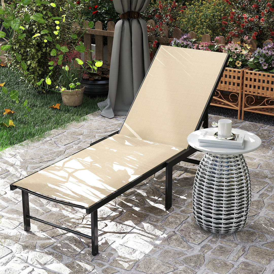 Reclining Sun Lounger - Khaki