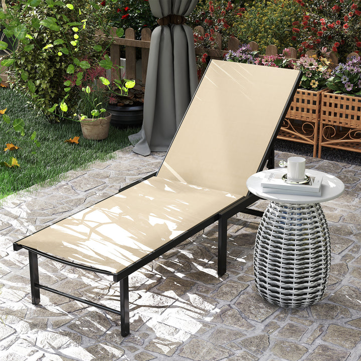 Reclining Sun Lounger - Khaki