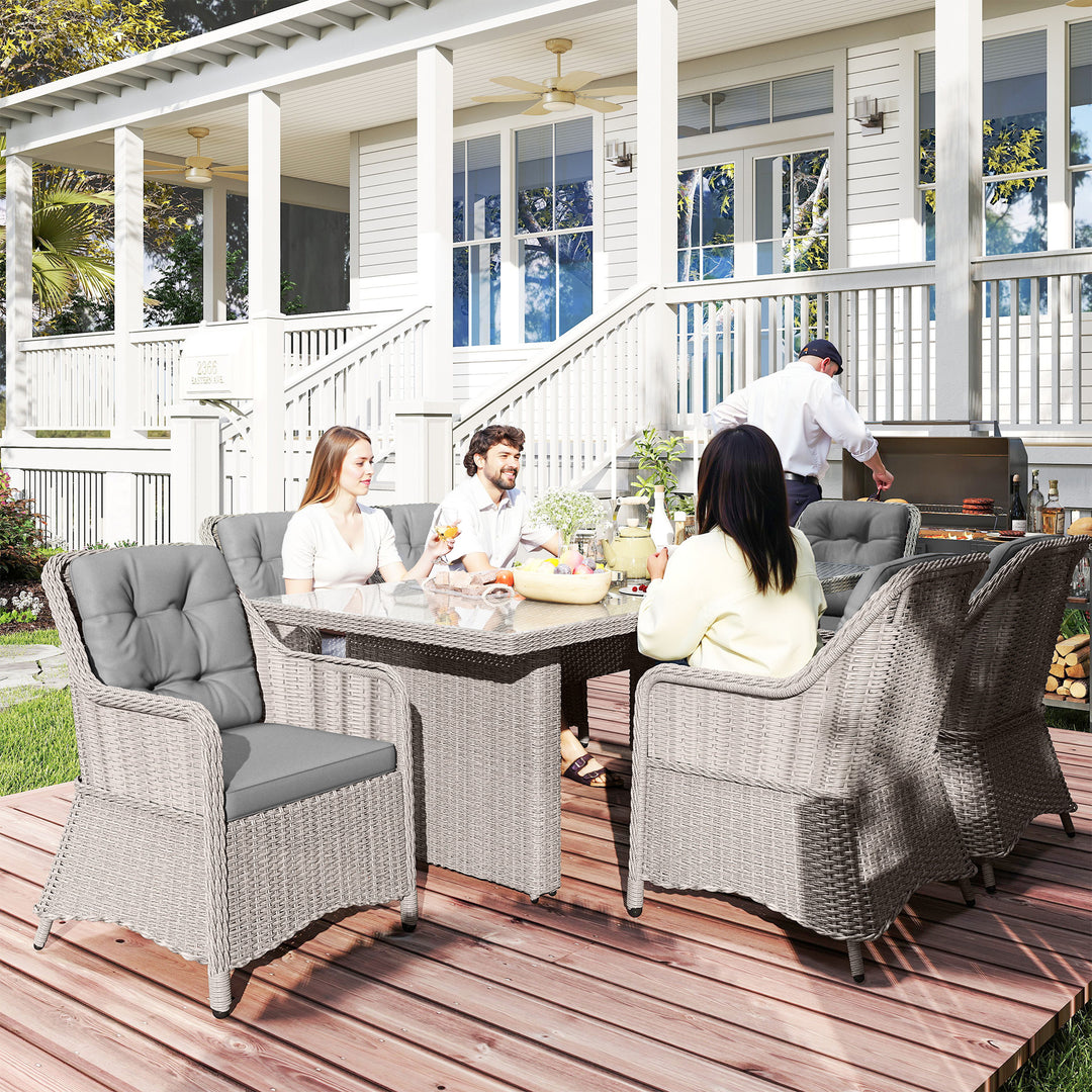 MCL Seven-Piece Rattan Dining Set - Mixed Grey
