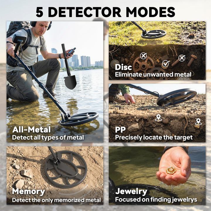 Metal Detector for Adults, IP68 Waterproof Search Coil with LCD Displa