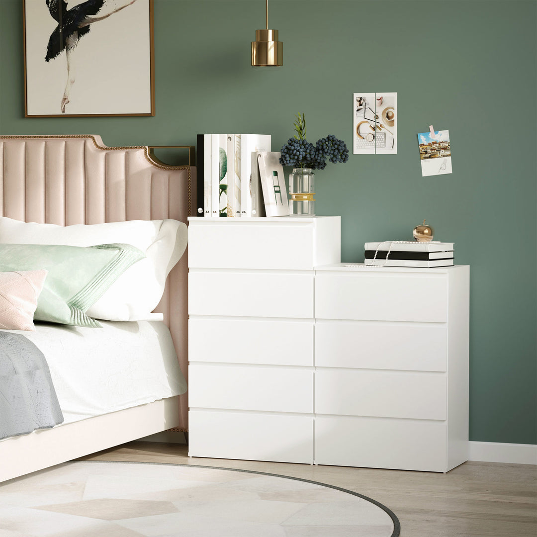 Chest of Drawers, 5 Drawers Storage Cabinet Floor Tower Cupboard for Bedroom Living Room, White