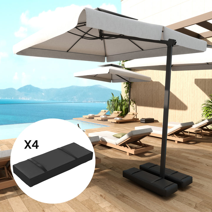 Parasol Weights Set of 4, Parasol Base Weights Bags, 25kg Fillable Sandbag Weights with Handles, Cantilever Umbrella Base Weights, Black