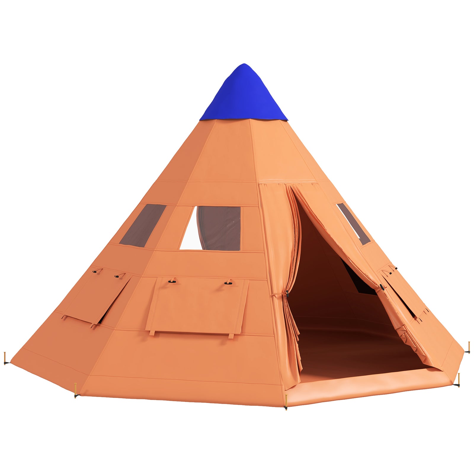 6 Men Tipi Tent with Carry Bag - Orange