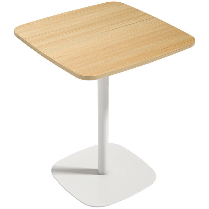 Small Dining Table, 60 cm Square Kitchen Table with Wood-veneer Top and Steel Base