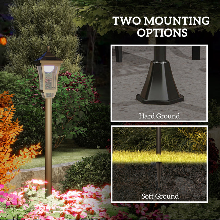 Outsunny 1.3 m Garden Lamp Post Light, LED Outdoor Solar Post Lights, Waterproof IP44 for Patio, Garden, Pathway, Cool White