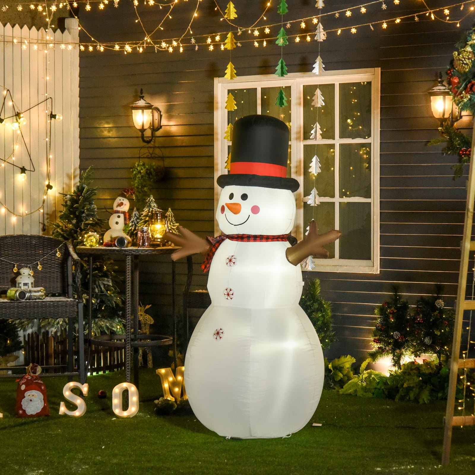 6ft Giant Inflatable Snowman Christmas Decoration w/ LED Lights Accessories Cute Family Fun Seasonal Outdoor Indoor