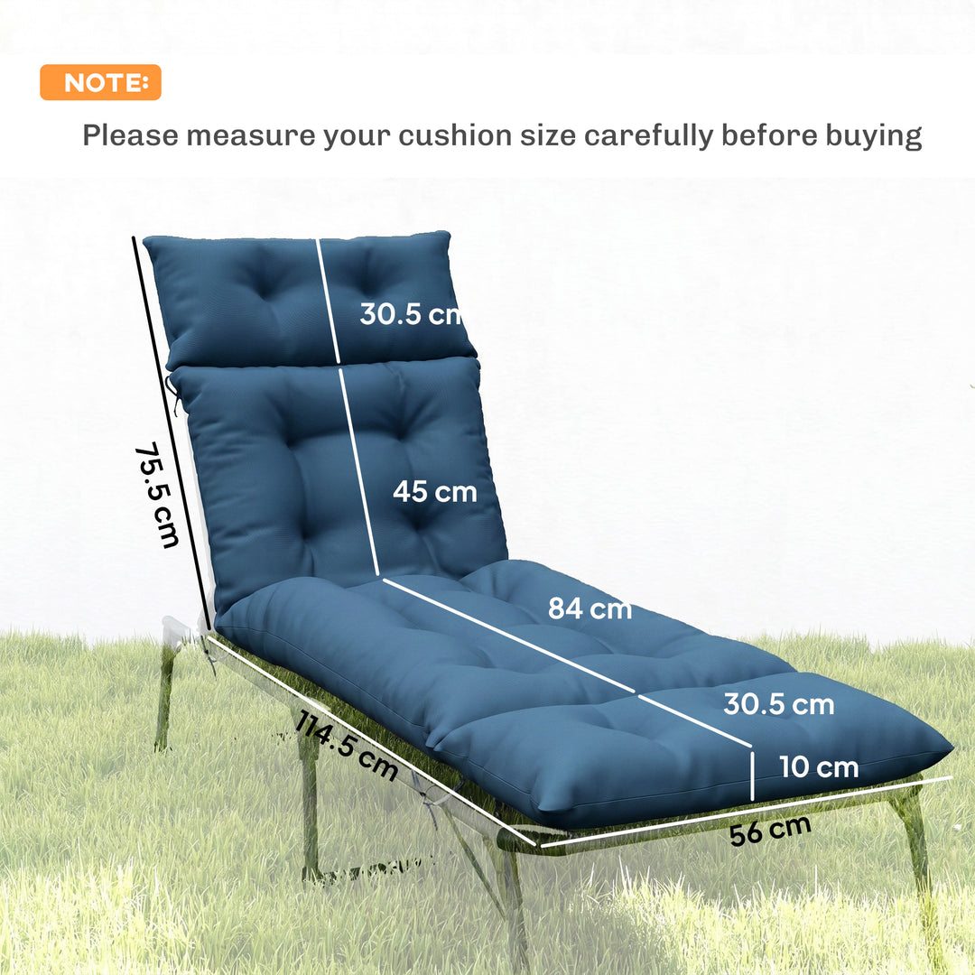 Set of Two 190 x 56cm Sun Lounger Cushions - Navy Blue