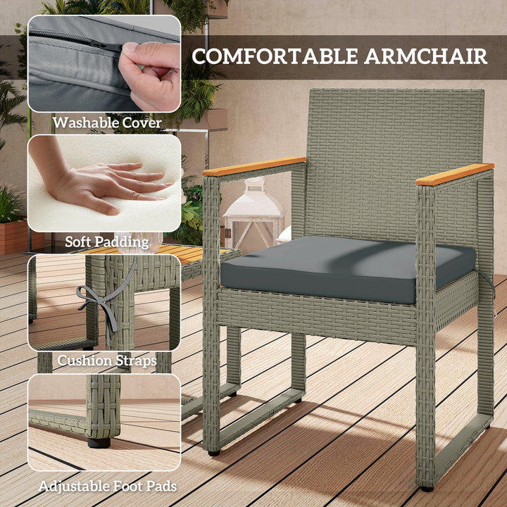 Three-Piece Rattan Chair Set - Grey