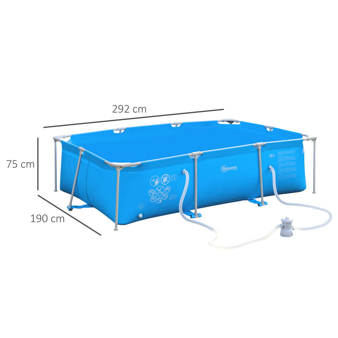 MCL Steel Frame Pool with Filter Pump, Filter Cartridge, Reinforced Sidewalls Rust Resistant Above Ground Swimming Pool 292 x 190 x 75cm, Blue