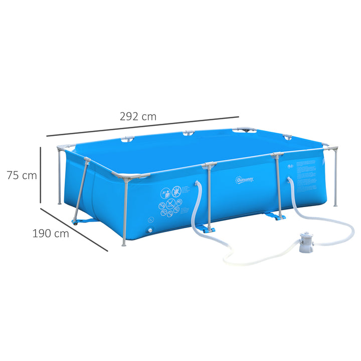 MCL Steel Frame Pool with Filter Pump, Filter Cartridge, Reinforced Sidewalls Rust Resistant Above Ground Swimming Pool 292 x 190 x 75cm, Blue