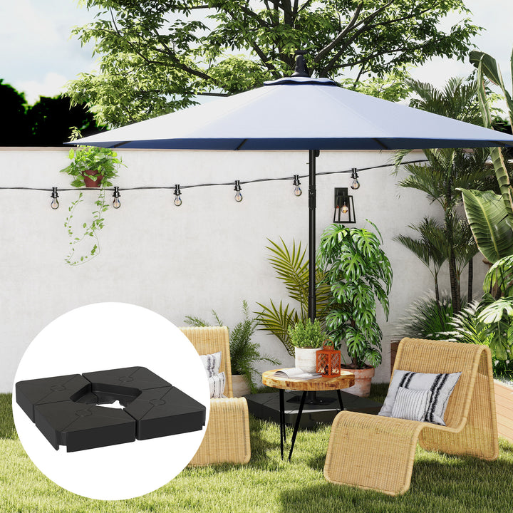Umbrella Weights for Cantilever Parasols, Set of 4 Heavy Duty Parasol Base Weights, 64kg Sand or 55kg Water Filled, Black