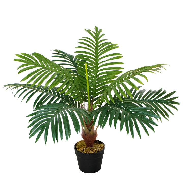 Outsunny 60cm Fake Palm Tree, Indoor/Outdoor Decorative Plant with 8 Leaves and Nursery Pot | Aosom UK