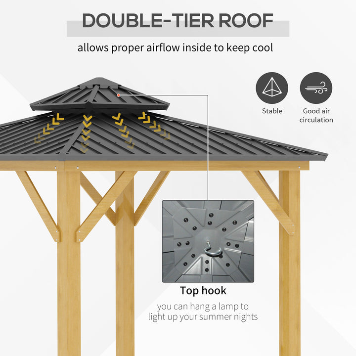 Outsunny 3x(3)M Outdoor Hardtop Gazebo Canopy with 2