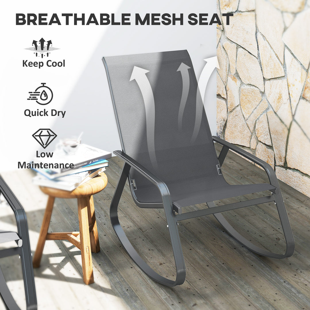 Set of Two Rocking Garden Chairs - Grey