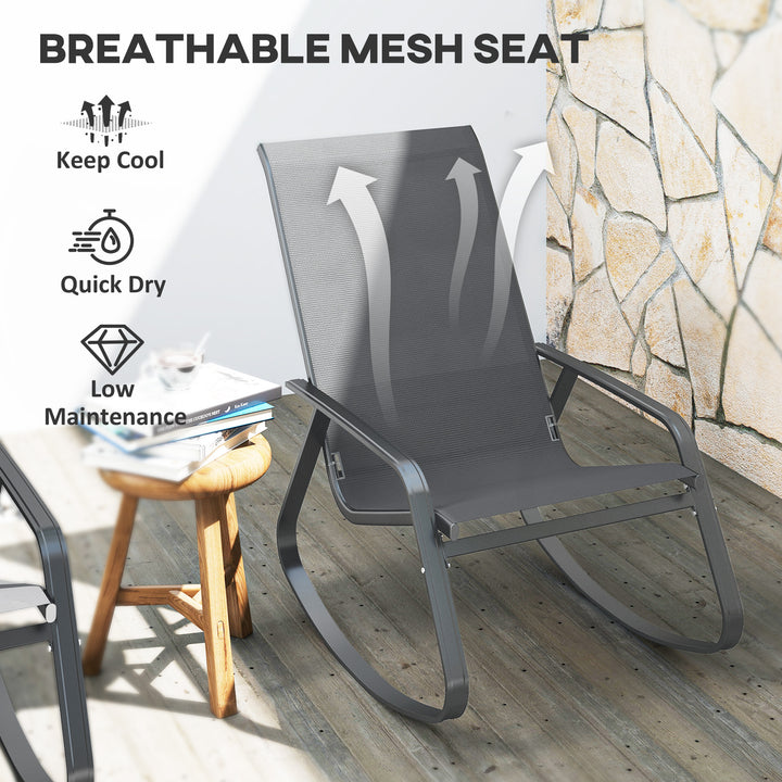 Set of Two Rocking Garden Chairs - Grey