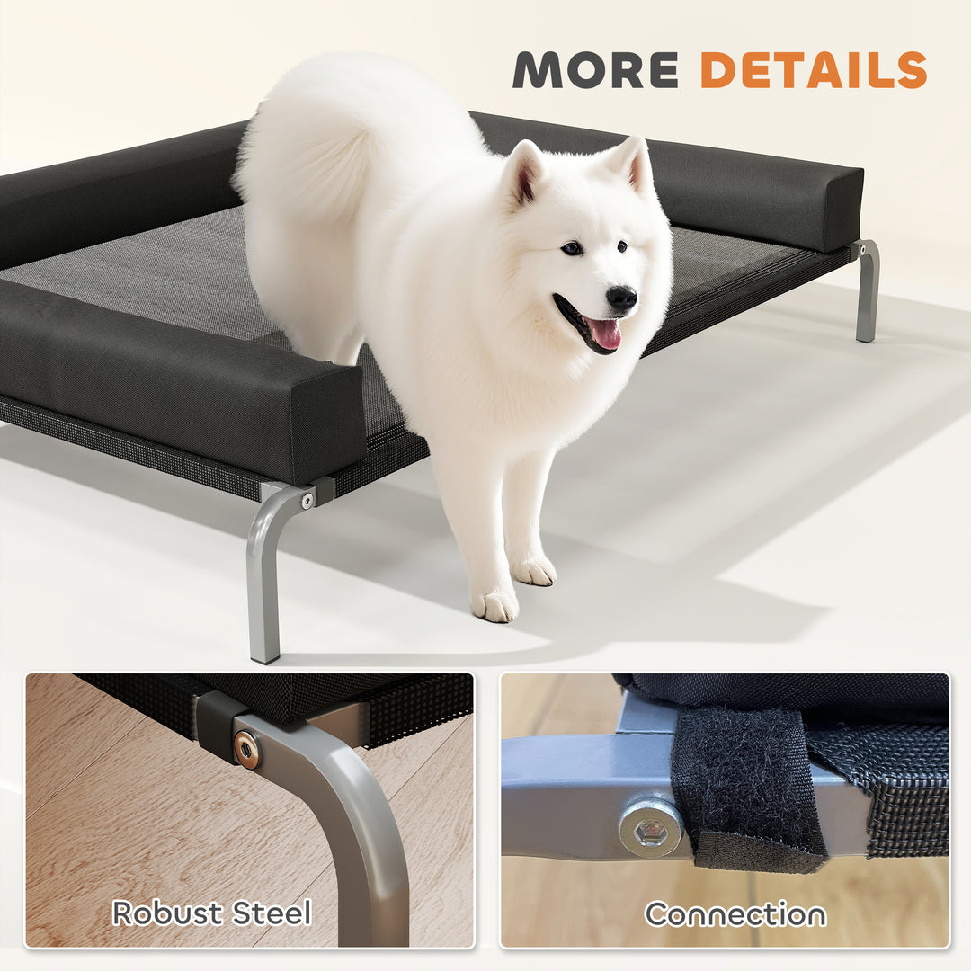 Elevated Dog Bed with Removable Bolsters, Raised Dog Bed for Large Bre