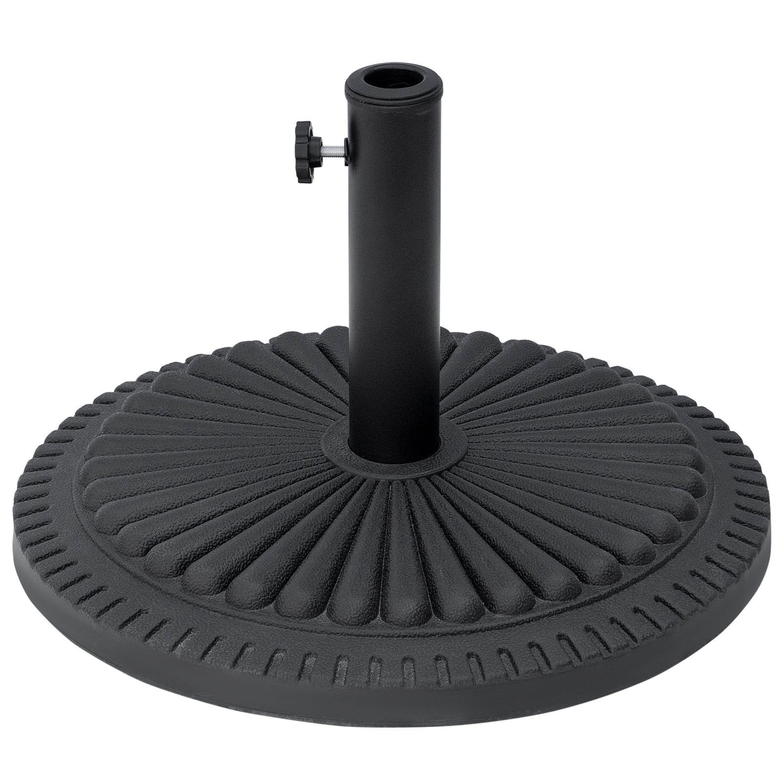 14kg Round Cement Parasol Base Umbrella Weight Stand Holder Fits Φ35mm,Φ38mm,Φ48mm Pole for Patio Outdoor Garden - Black