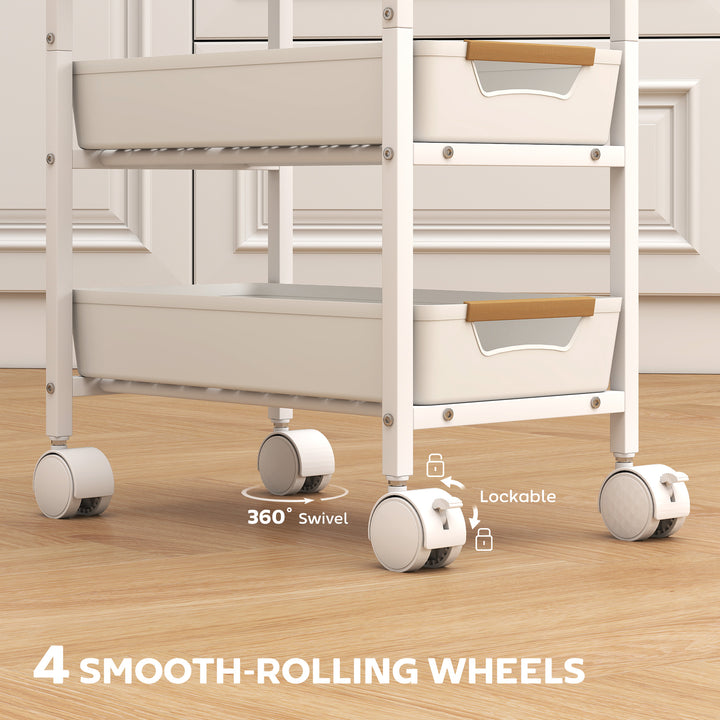 5-Tier Storage Trolley on Wheels - White