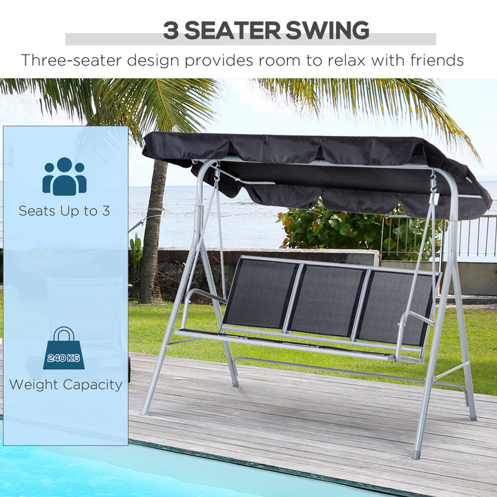 Outdoor 3-Seater Swing Chair-Black