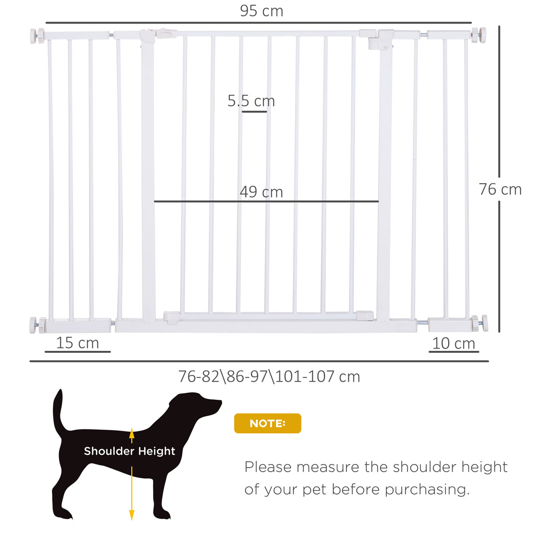 PawHut Pressure Fitted Pet Dog Safety Gate Metal Fence Extending 72-107cm Wide | Aosom UK