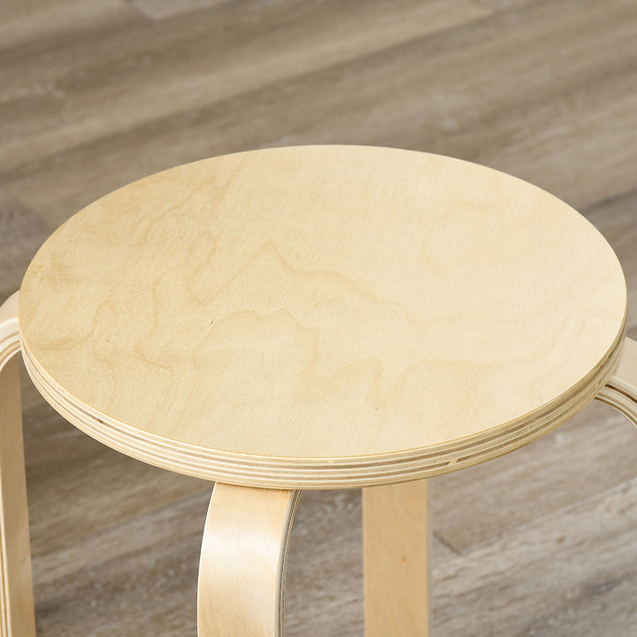 Stackable Stools Set of 4, Modern Stacking Chairs, Round Backless Stools for Kitchen, Dining Room, Office, Outdoors, Nature Wood Finish