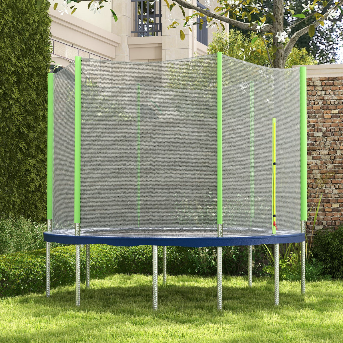 8ft Trampoline Net Replacement with 6 Plastic Pole Covers, Weather-Res