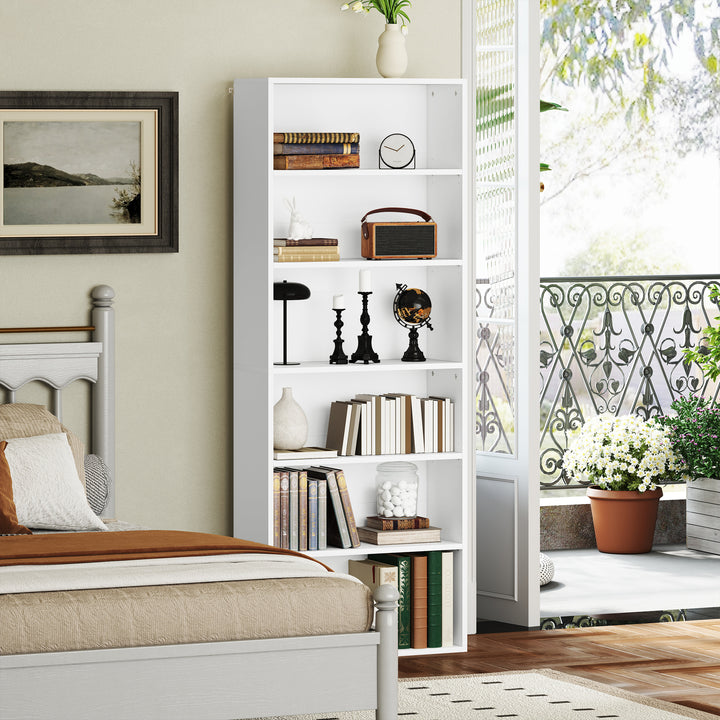 Six Shelf Bookcase - White