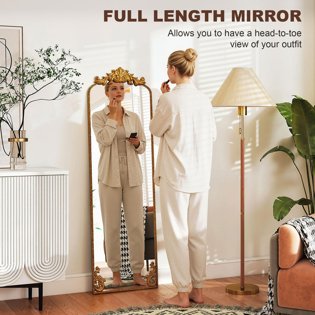 Full Length Mirror, 50 x 160 cm Floor Mirror with Baroque Metal Frame 