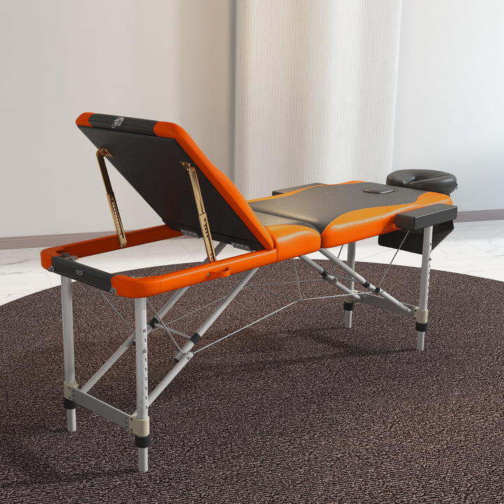 HOMCOM Foldable Massage Table Professional Salon SPA Facial Couch Bed Black and Orange