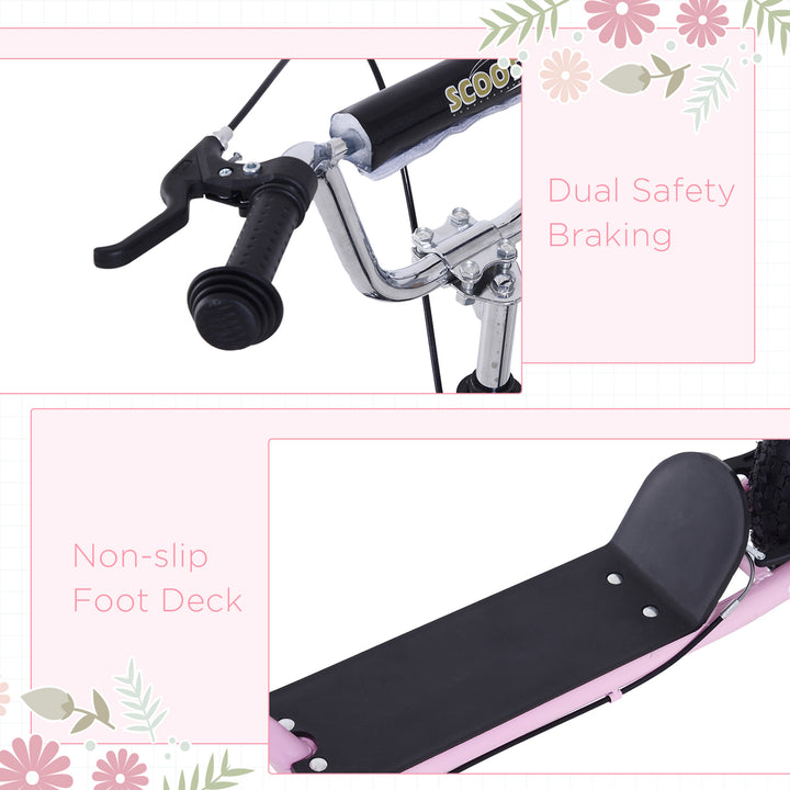 Stunt Scooter, Kids Scooter with 16" Big Wheels, Adjustable Height, Dual Brakes, for Ages 5+ Years, Pink