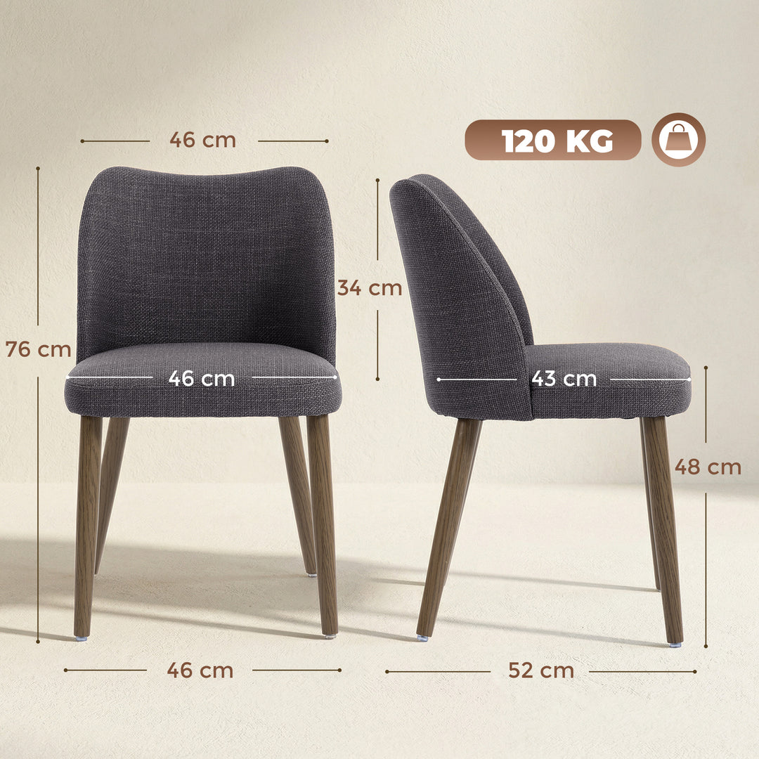 Dining Chairs Set of 2, Linen Upholstered Kitchen Chairs with Padded S