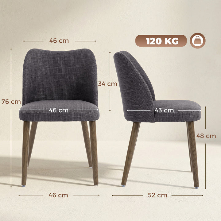 Dining Chairs Set of 2, Linen Upholstered Kitchen Chairs with Padded S