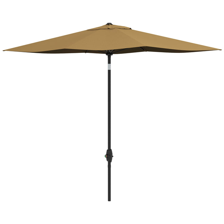 Outsunny 2 x 3(m) Garden Parasol Umbrella, Rectangular Outdoor Market Umbrella Sun Shade w/ Crank, Push Button Tilt, 6 Ribs, Aluminium Pole | Aosom UK