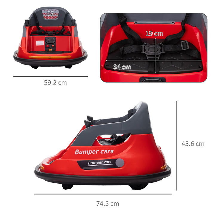 HOMCOM Bumper Car, 360° Rotation Spin 12V Kids Electric Car with Lights, Music, for Ages 1.5-5 Years - Red | Aosom UK