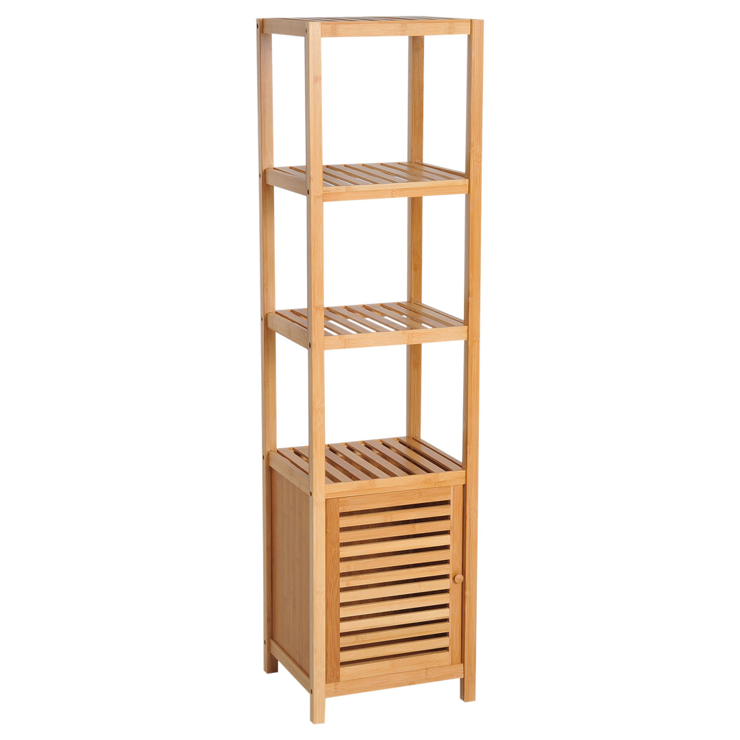 140cm Tall Bathroom Cabinet, Freestanding Storage Unit w/ 3 Shelves, Utility Organiser Cupboard for Home Kitchen