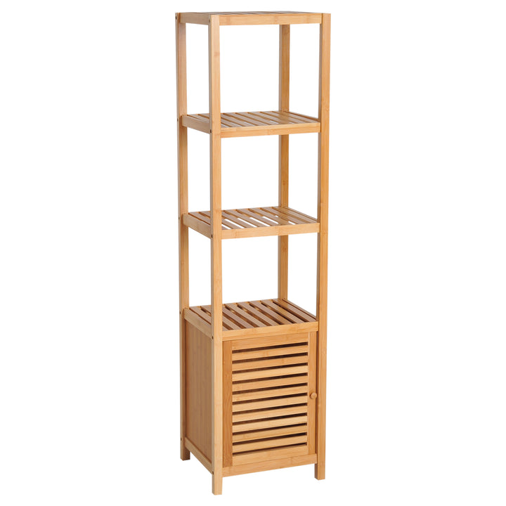 140cm Tall Bathroom Cabinet, Freestanding Storage Unit w/ 3 Shelves, Utility Organiser Cupboard for Home Kitchen