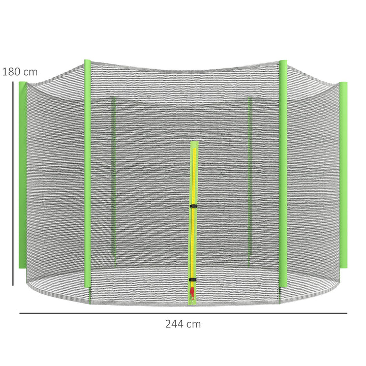 SPORTNOW 8ft Trampoline Net Replacement with 6 Plastic Pole Covers, Weather-Resistant Trampoline Netting Replacement with Zipped Entrance, Poles Not Included, Green