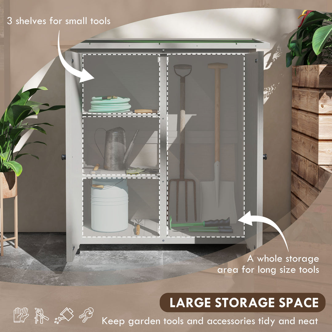 46.5 x 97cm Compact Wooden Storage Shed - Light Grey