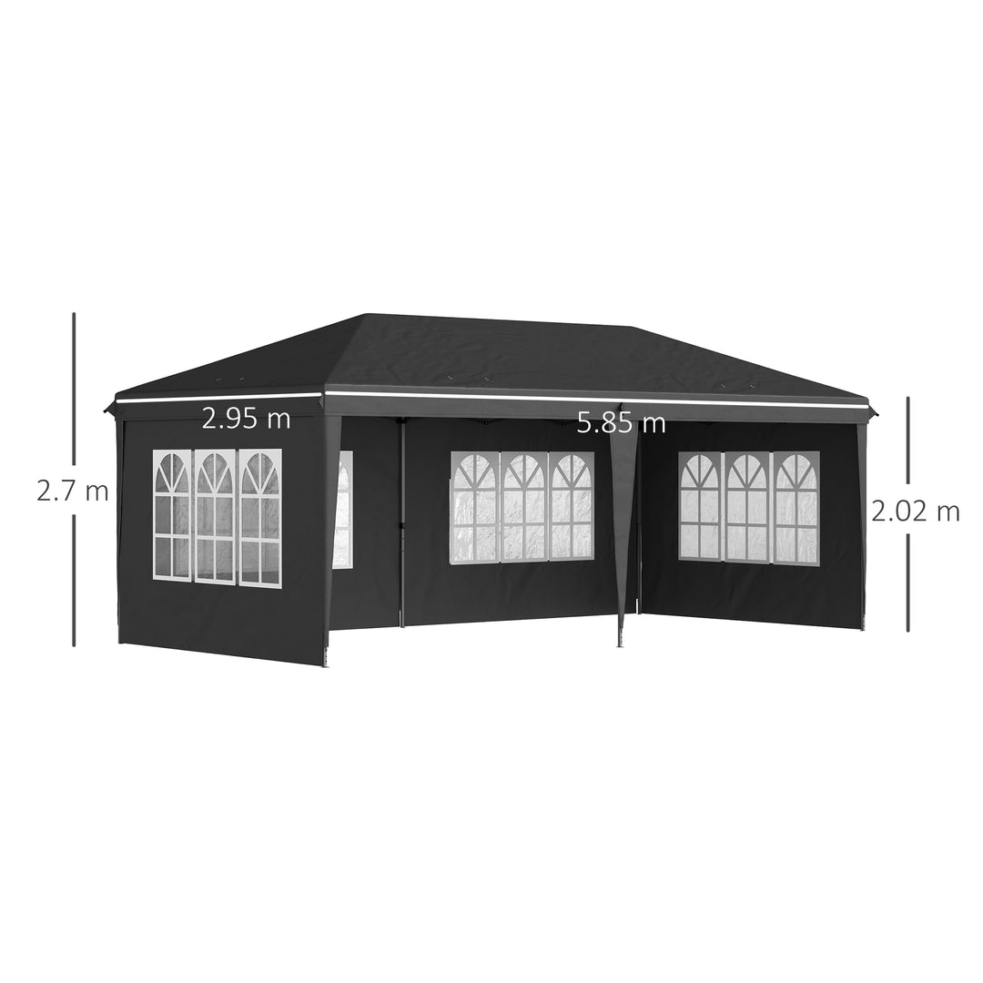 3 x 6m Pop-Up Gazebo, with Removable Walls - Black
